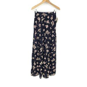New Flynn Skye Floral Chiffon Maxi Skirt Womens XS Black Pockets